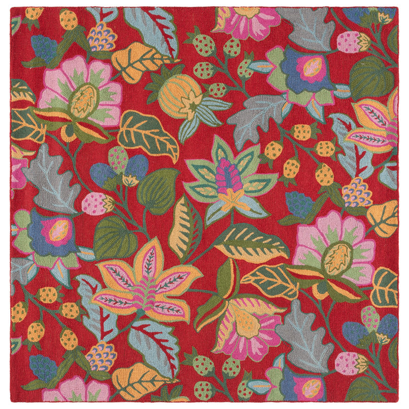 Arber Hand Tufted Wool Floral Rug, Square 6' x 6'