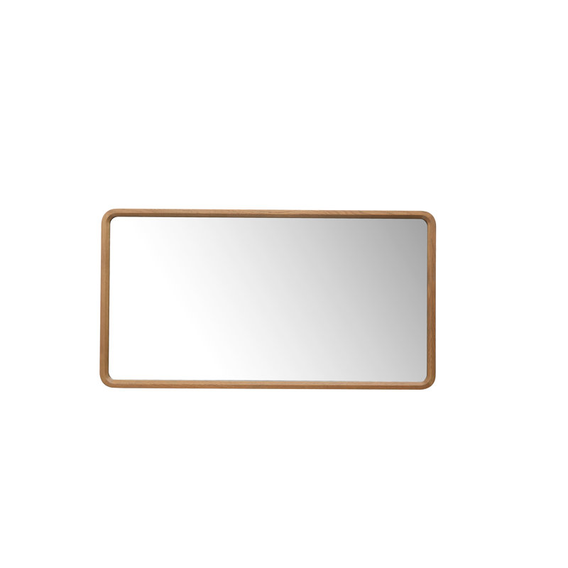 Miroir plat Aliyani, 29,5 po x 55 po, Bois jaune moyen