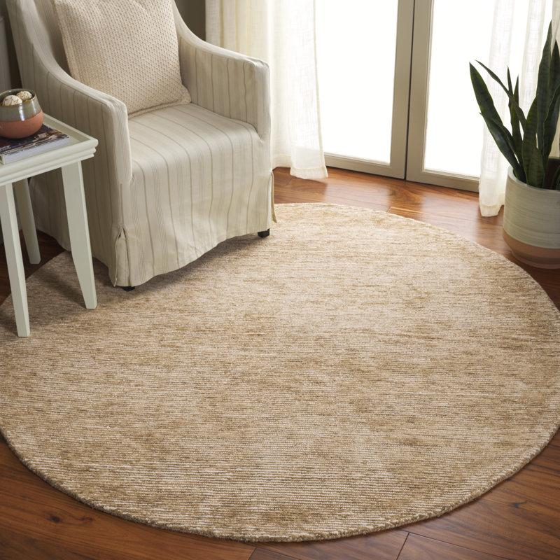 Tapis en coton touffeté à la main ébène ivoire / doré, Rond 6 pi