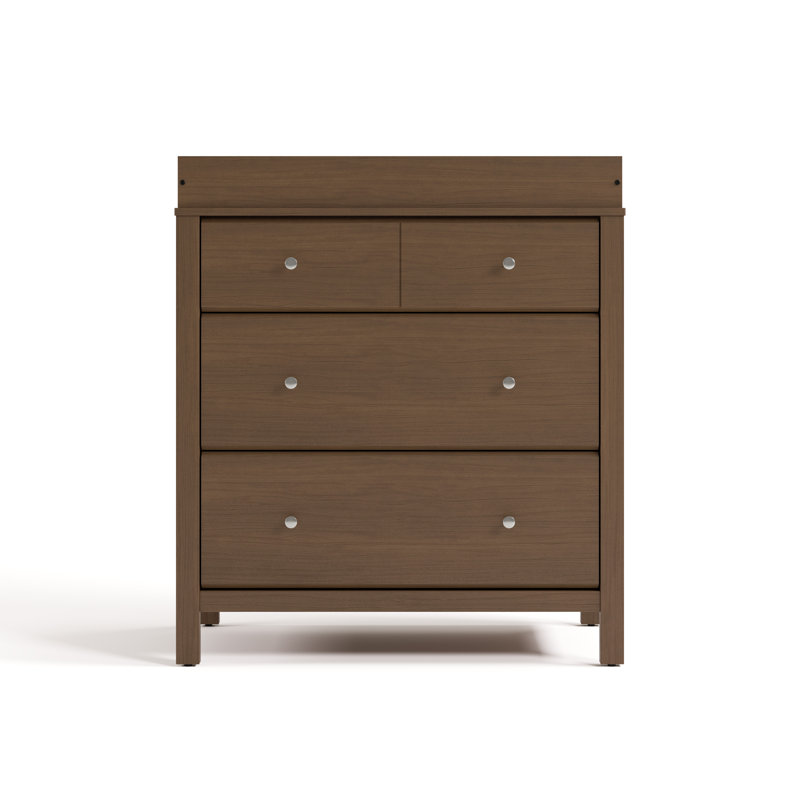 Commode 3 tiroirs avec plateau à langer Horizon, Noisette