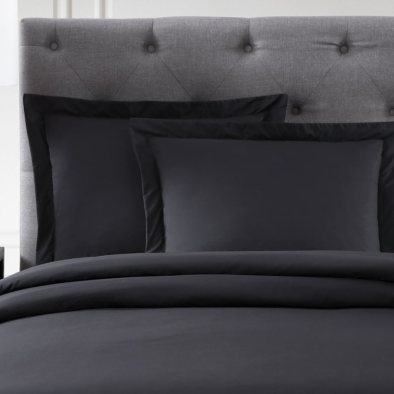 Ultra Percale Duvet Cover Set, Carbon, Queen + 2 Standard Pillow Shams