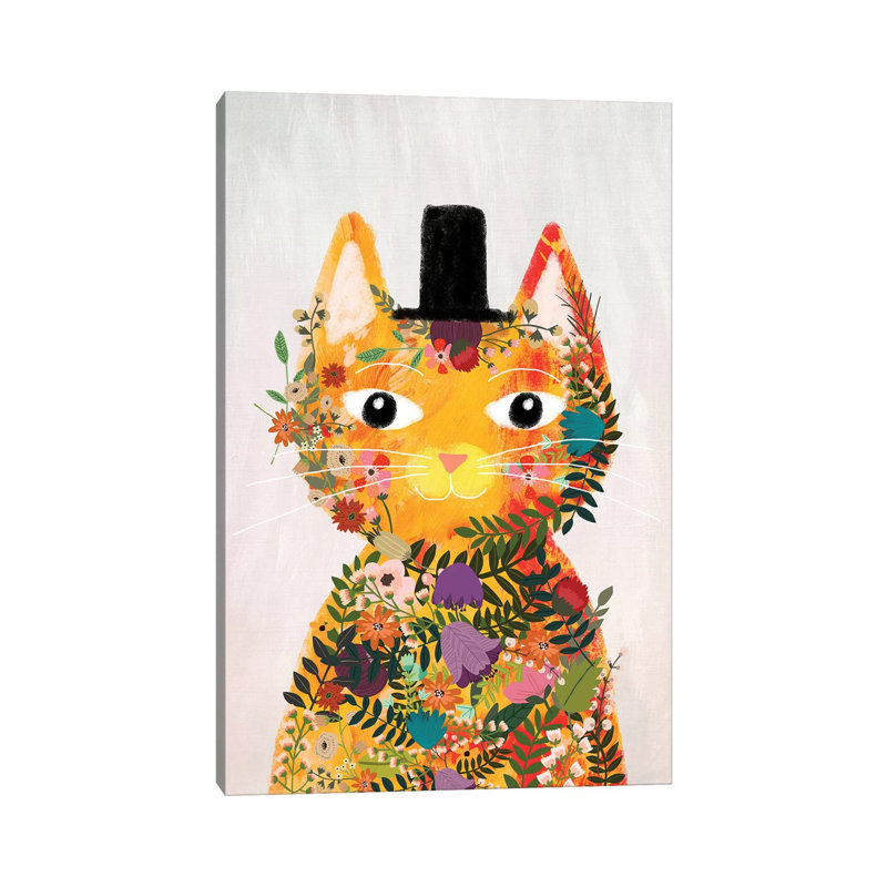 Flower Cat I by Mia Charro - Wrapped Canvas Print, 101.6 cm H x 66.04 cm W x 3.175 cm D