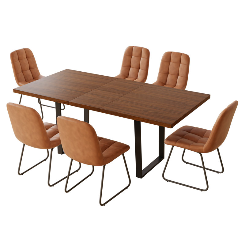 6 - Person Drop Leaf Dining Set, Brown