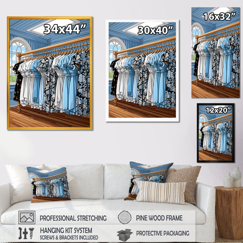 Blue Nouveau Laundry Couture - Art mural, H 20 po x l 12 po x P 1 po