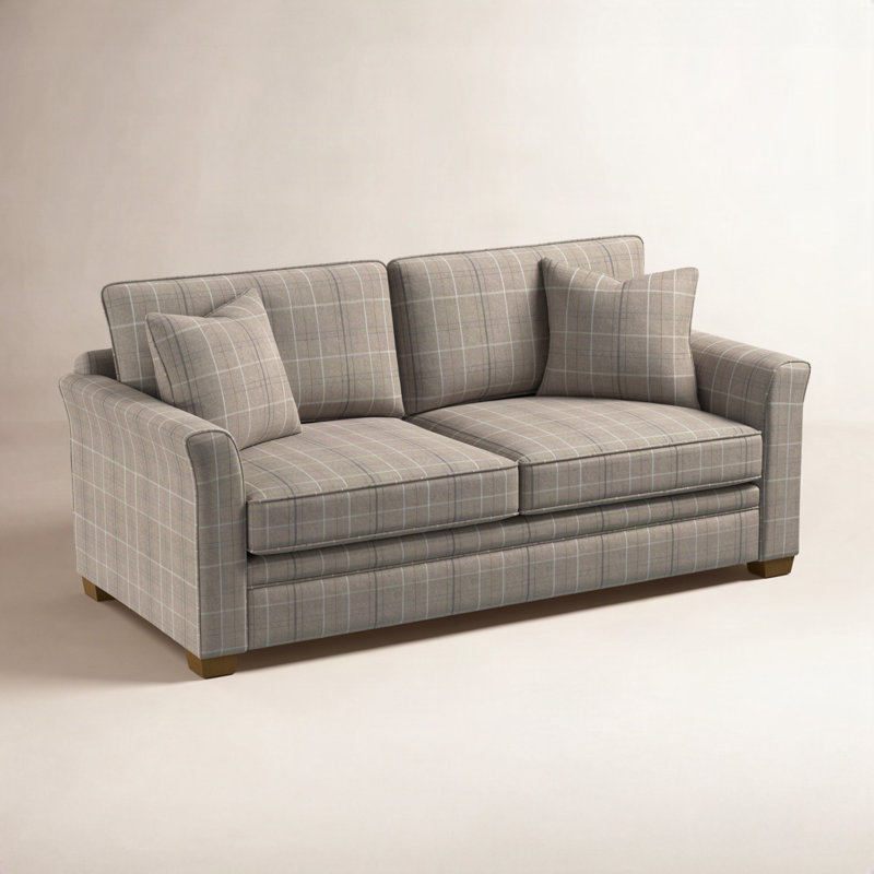 Bridgeport Sofa, Havana Finish, Taupe Plaid; 0126-73