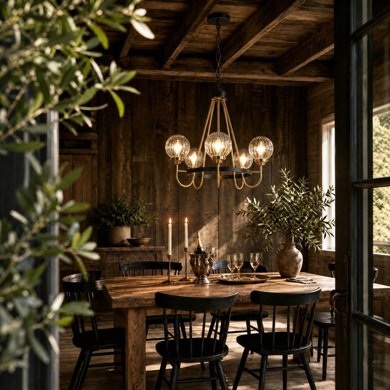 Yedidal 5-Light Dimmable Shaded Wagon Wheel Chandelier