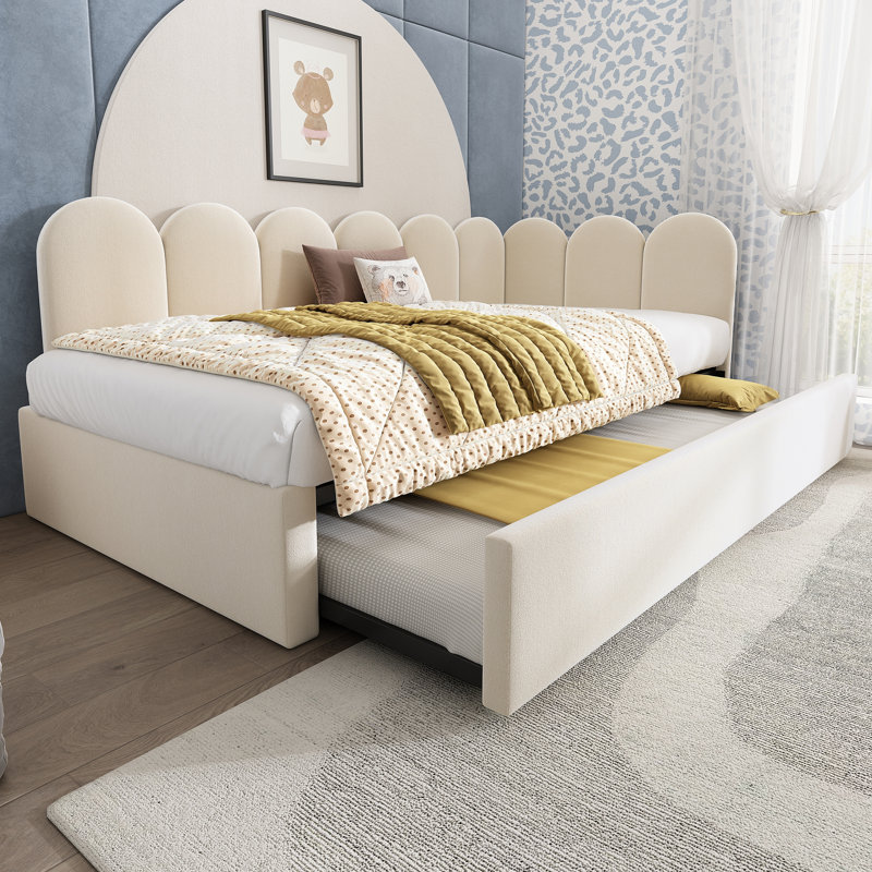 Lit de jour rembourré avec lit escamotable, Beige