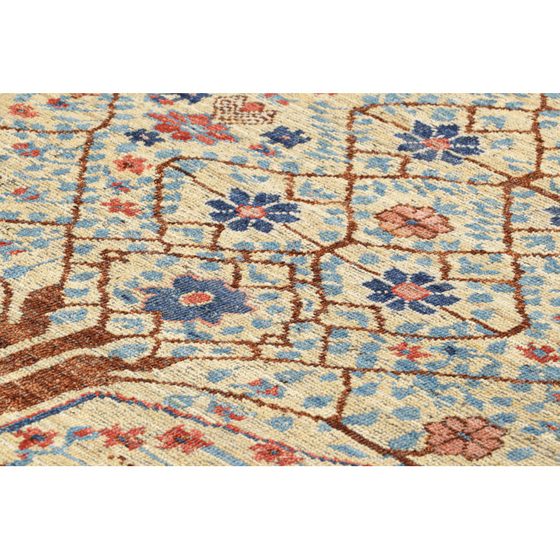 Rug & Kilim’S  Bakhtiari Style Rug In Beige With Colorful Floral Patterns, Rectangle 5' x 8'