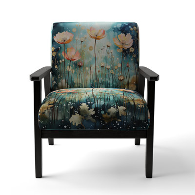 Purple Enchanted Gardens - Upholstered Contemporary Arm Chair, Botanical Abstract Accent Chair