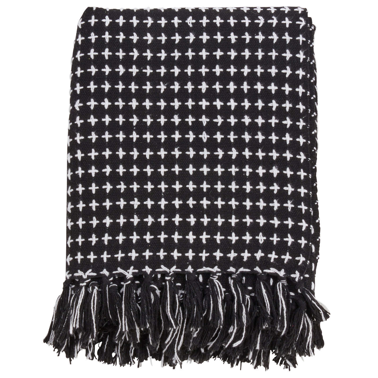 Fairdale Cotton Hand Woven Throw Blanket, Black