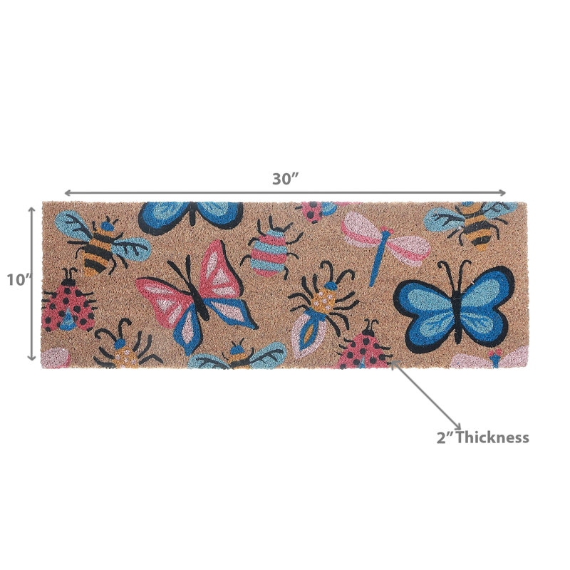 Tapis de porte d'intérieur 30 po x 10 po Butterflies & Bugs