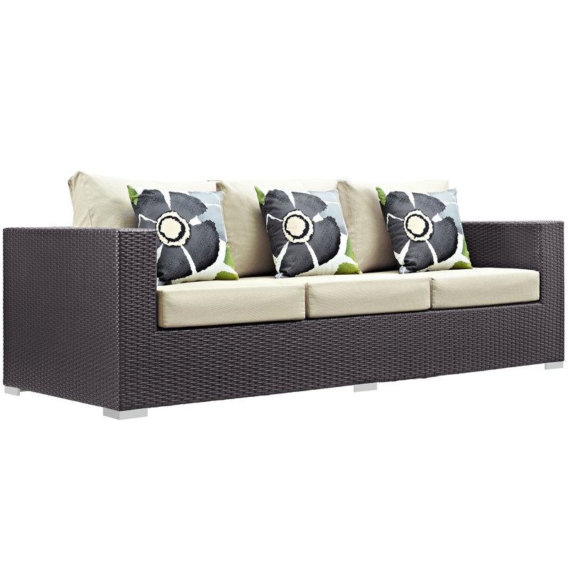 Modway Convene 3 Piece Outdoor Patio Sofa Set, Beige
