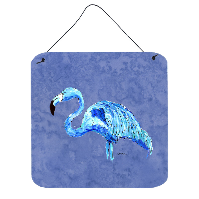 Flamingo on Slate Painting Print Plaque, 6" H x 6" W x 0.02" D