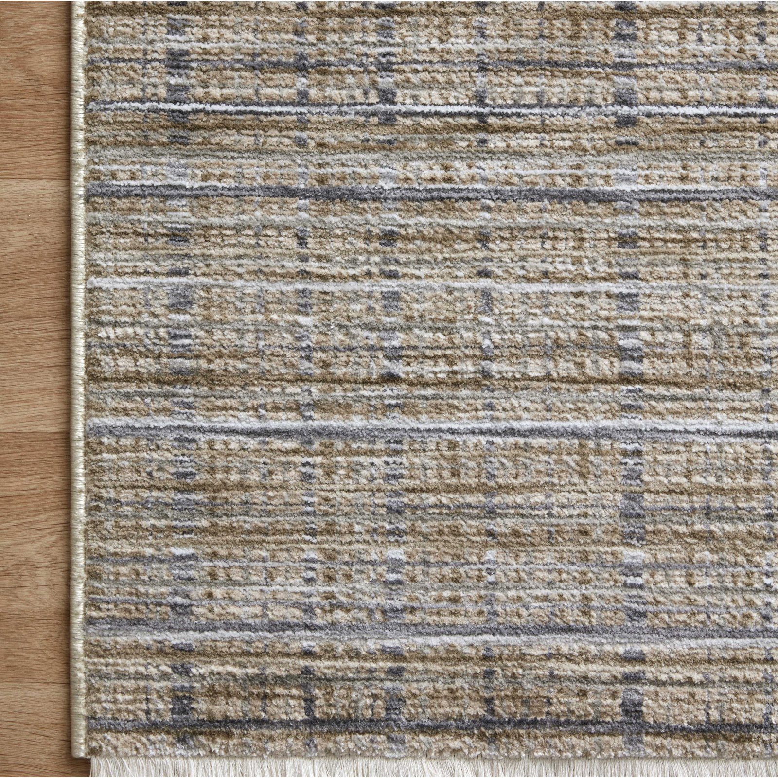 Beige Gray Striped Rug, Rectangle 7'1 x 10'