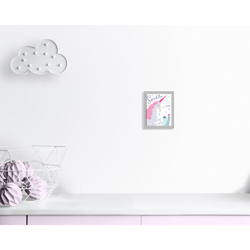 «Sparkle Unicorn», art encadré, H 10 po x l 8 po x P 1,18 po, Cadre argenté