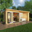20ft x 10ft Studio Pent Log Cabin With Patio Area UPVC Windows & Doors (44mm)-105863325