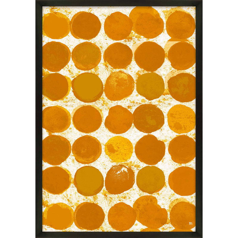 Satori Dots Pattern Curry Print by Studio M, Black Framed, 30" H x 21" W x 1.25" D