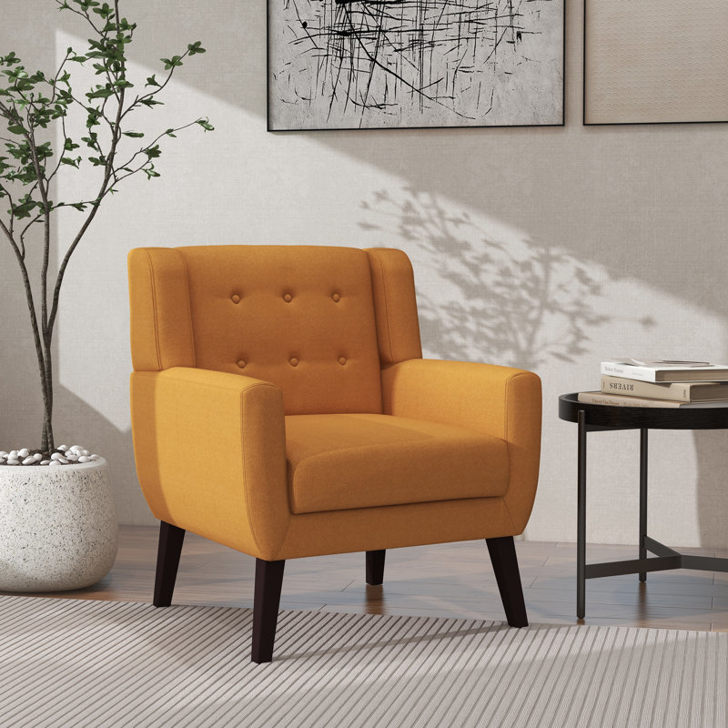 Jaqueze 73.4 Cm Wide Tufted Armchair, Orange Linen Blend