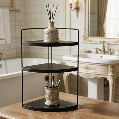 Étagère de coin à 3 niveaux, support de comptoir peu encombrant pour salle de bain, cuisine, meuble-lavabo, bureau, assemblage facile avec outil inclus