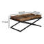 Table basse 38 pouces rectangulaire en bois de manguier, 2 plateaux, base en X, brun et noir