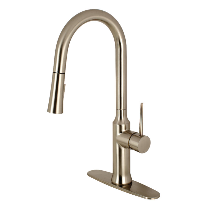 Kingston Brass New York Single-Handle Pull-Down Kitchen Faucet, Brushed Nickel