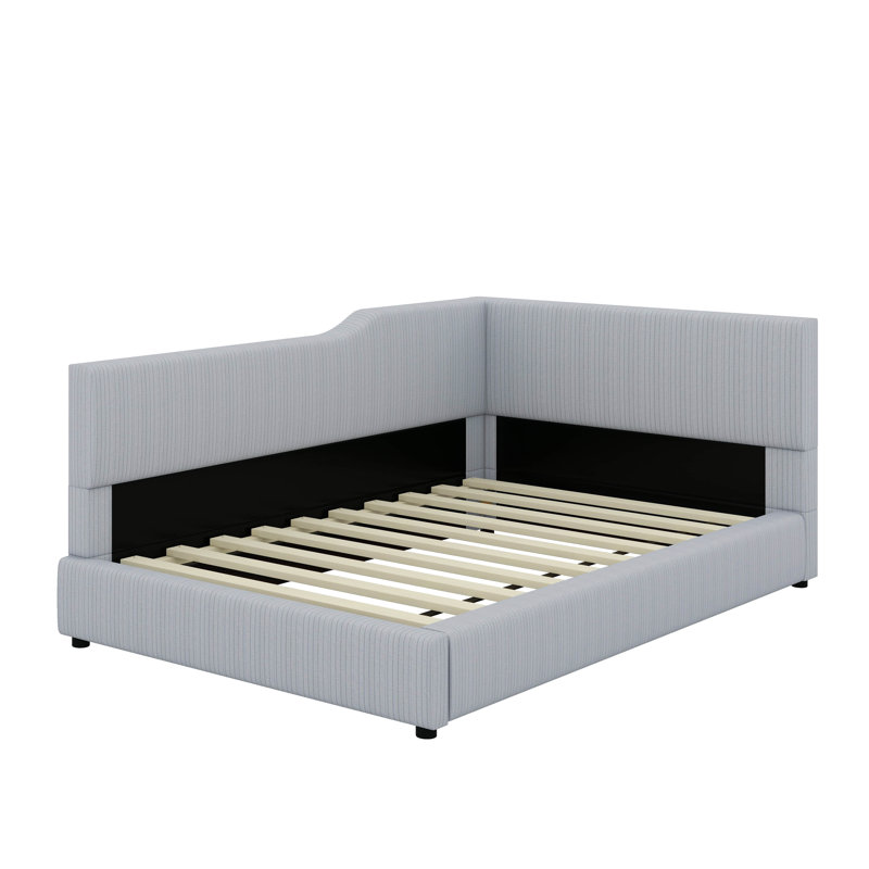 L-Shaped Corduroy Daybed, Gray, Full