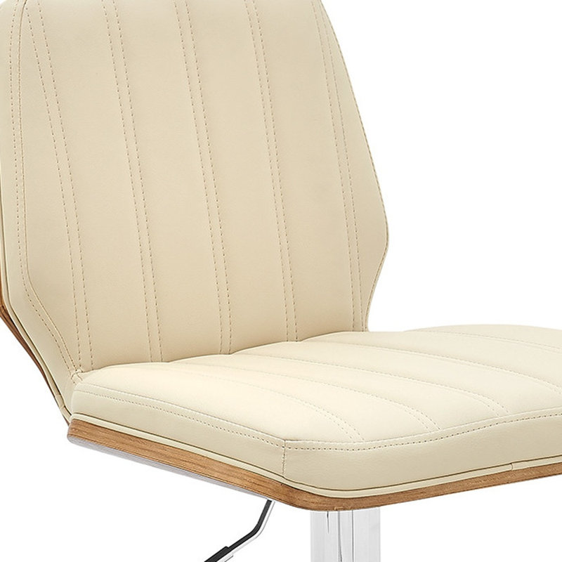 Chaise de bar pivotante en similicuir et fer 45 po, Crème / chrome