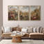 Wildflowers " Autumnal Flora Abstract Flower Field Contemporary Illustration Rustic Decor Multicolor Chic " 3 - Pieces-98697430-98697431