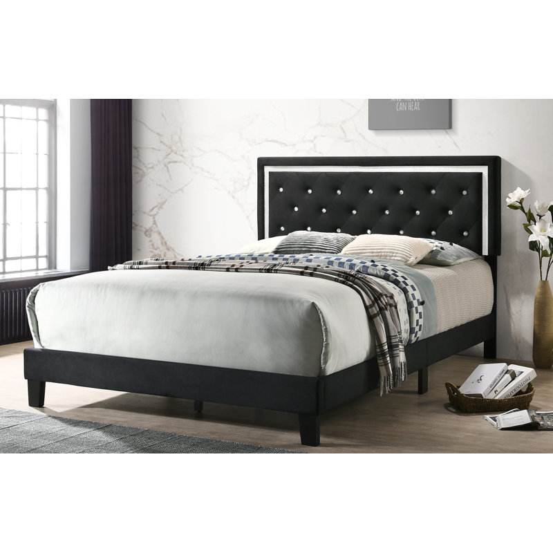 Vernon Upholstered Standard Bed, Full, Black