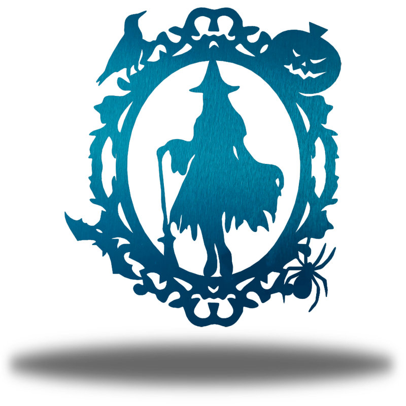 Décoration murale en métal Witch Mirror, H 12 po x l 10,5 po x P 0,0125 po, Bleu sarcelle