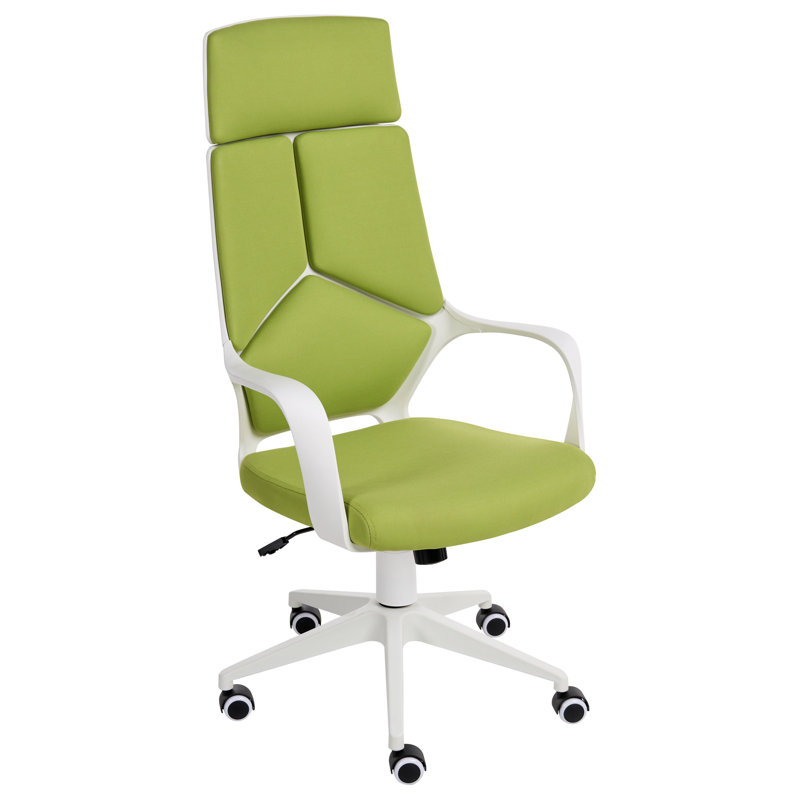 Polyester Office Chair with Headrest, Lime Green