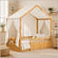 Lit Montessori double au sol avec baldaquin et barrières de sécurité-2038454166