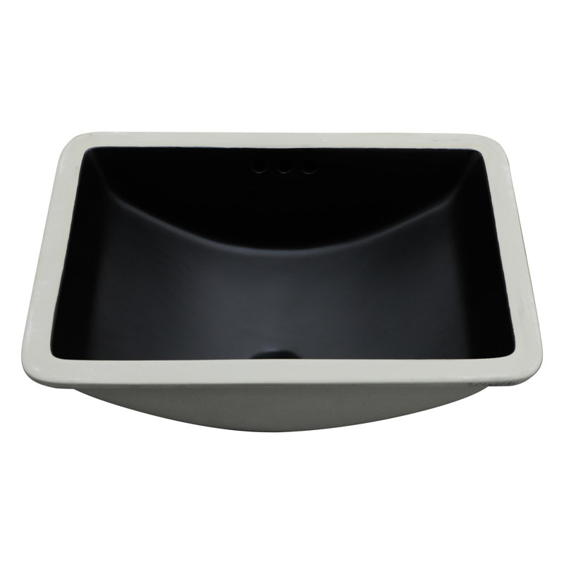 Lucilla 21"X14.95" Black Ceramic Bathroom Sink, Smooth Surface, Efficient Drain, Vertical Undermount For Space