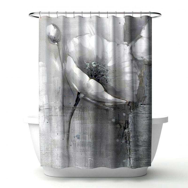 Floral – Polyester Shower Curtain, Dye Sublimation Print, 71" W × 74" L