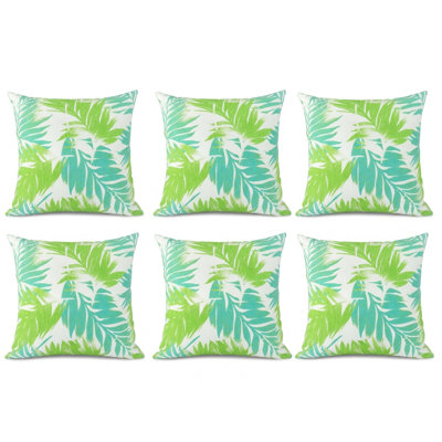 Lot de 6 coussins décoratifs carrés d'intérieur et d'extérieur avec garnitures et fermeture éclair. Imperméables et résistants à la décoloration, ils sont parfaits pour décorer un canapé, un lit, une terrasse, un jardin ou un bord de piscine.