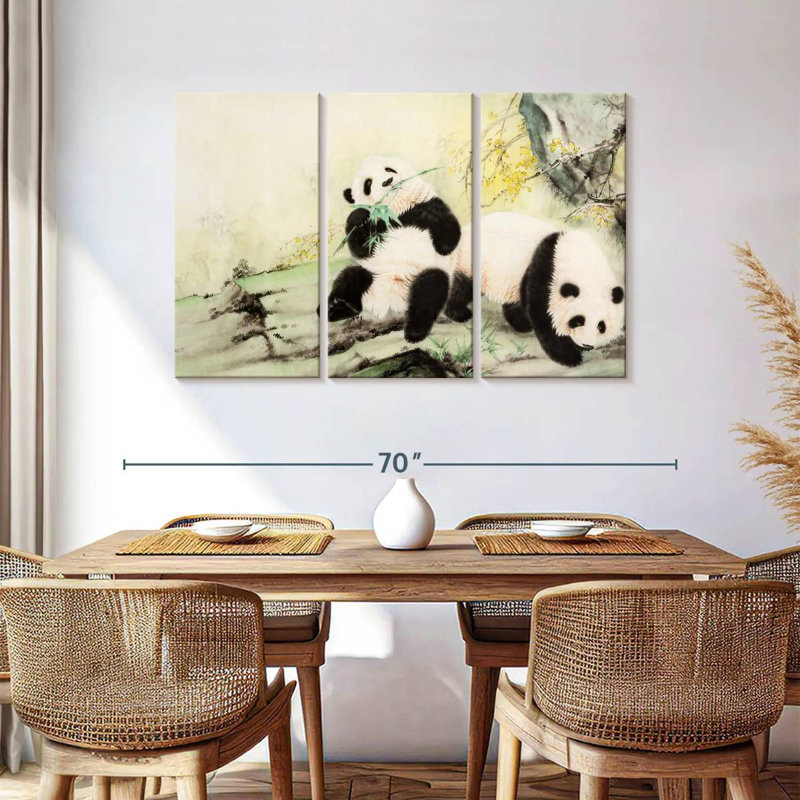 Brampt, charmants pandas chinois, H 36 po x l 57 po
