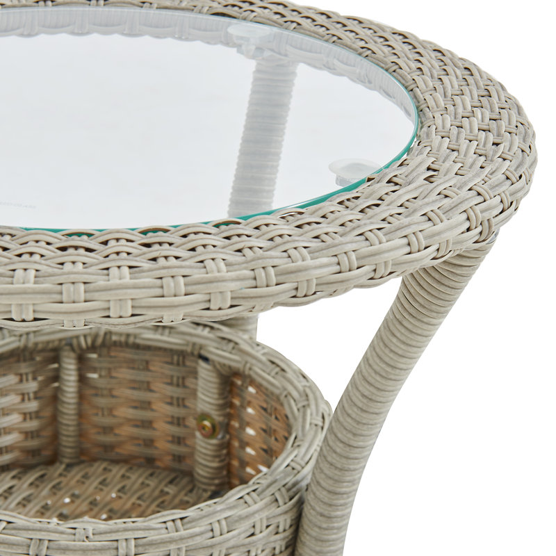 Table d'appoint ronde en osier avec rangement Haven