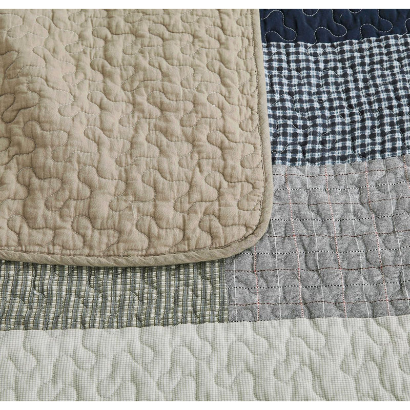 Dylan Cotton Patchwork Quilt Set, Queen Quilt + 2 Standard Shams