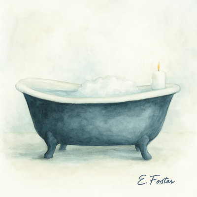 «Evening Soak - Moody Tub Scene Bathroom Art», art sur toile