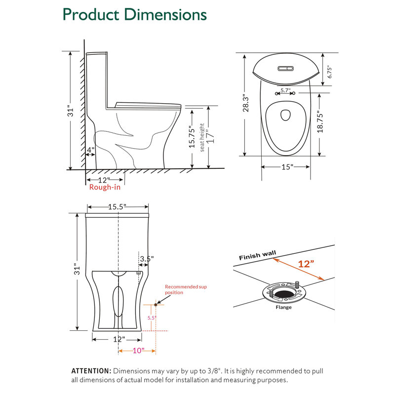 Yingze Dual-Flush Elongated One-Piece Toilet, Matte Grey, 1.1/1.6 GPF (Average 1.28 GPF) Water-Saving Toilet with Soft Close Quick-Release Seat, Standard 16.5" Height, Double Cyclone Flush System