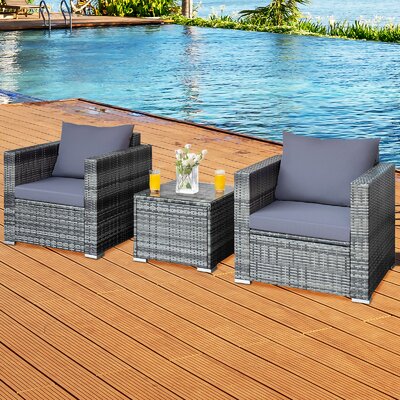 Muenster Wicker/Rattan 2 - Person Seating Group with Cushions -  Latitude Run®, 976BB5C697CF44C6B877810B13A6AFB3