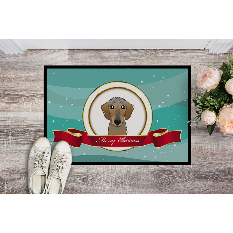 Tapis de porte d’extérieur antidérapant braque teckel merry christmas, Rectangle 2 pi x 3 pi