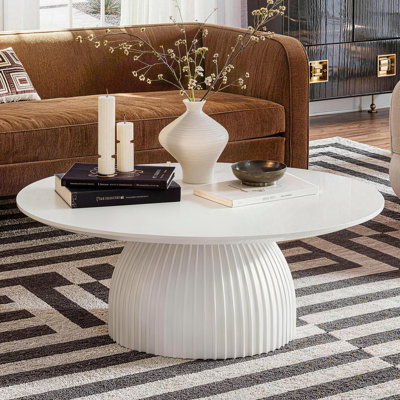 35.43" Modern White Round Coffee Table