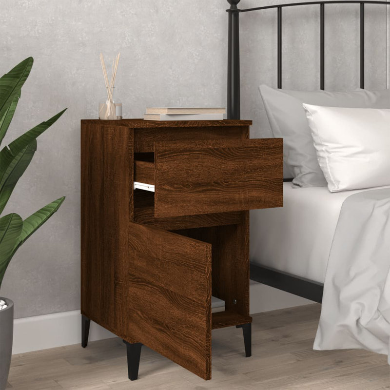 Amedeu 1 Drawer Bedside Table, Brown