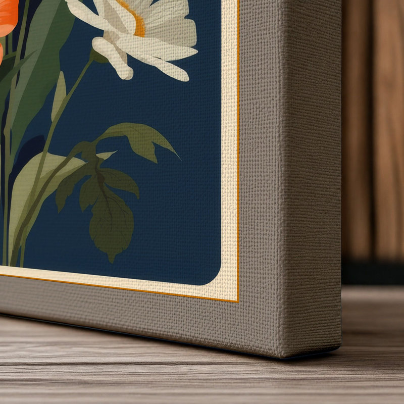 Flowering Stems Study Botanical - Wrapped Canvas, 36x24 - 91.4 x 61.0 cm, Taupe Border
