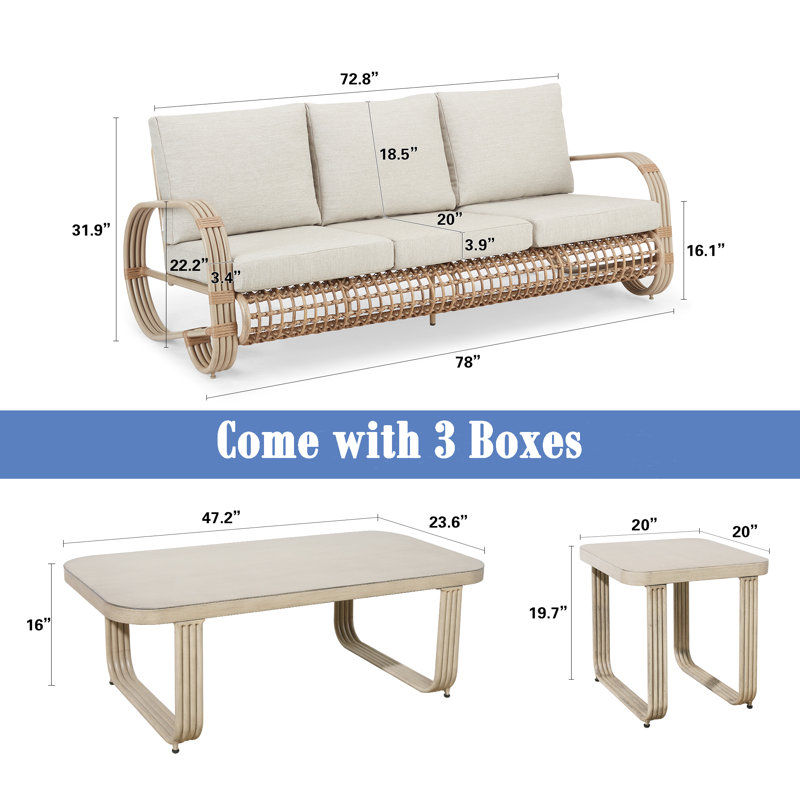 Spy 3 Piece Sofa Seating Group with Cushions