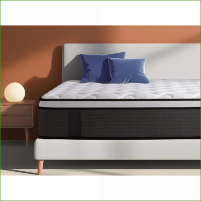 Matelas Matelas hybride à ressorts ensachés en mousse viscoélastique 10 pouces | Grand | Ivoire + gris clair
