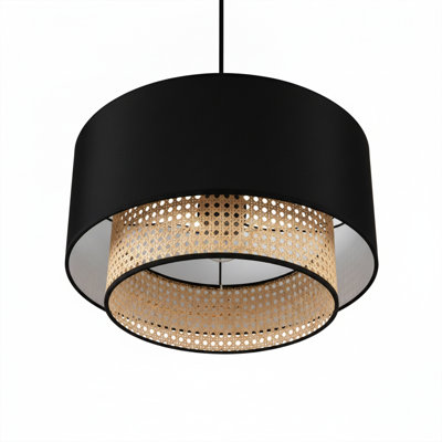 Boho-Chic Rattan And Fabric Statement Chandelier