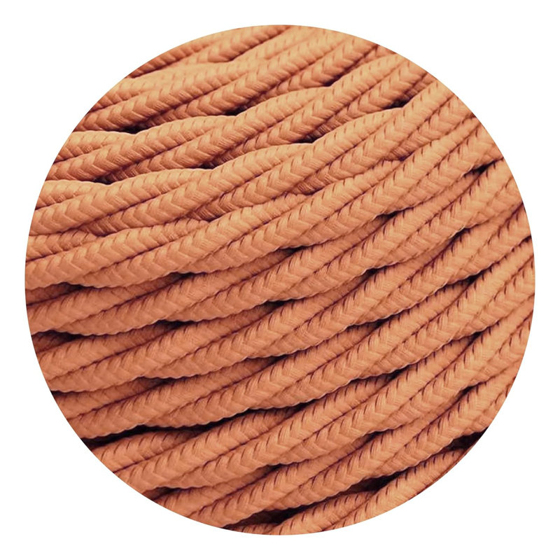 Arquan 2 Core Twisted Cable Fabric Flex Cord 0.75mm Braided Flexible Electrical UK Lighting Wire Cord / Cable, Light Brown