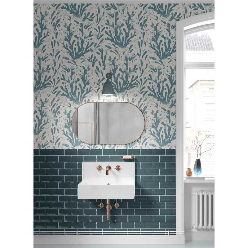 Papier peint corail bleu Sea Life, L 114 po x L 6,33 po